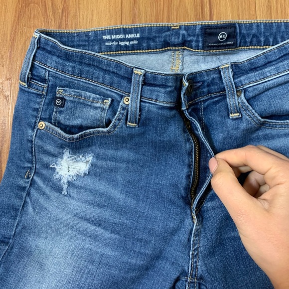 AG The Middi Ankle Distressed Raw Hem Jeans - Picture 11 of 16